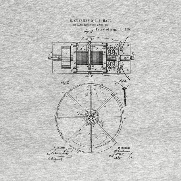 Dynamo Electric Machine Vintage Patent Hand Drawing by TheYoungDesigns